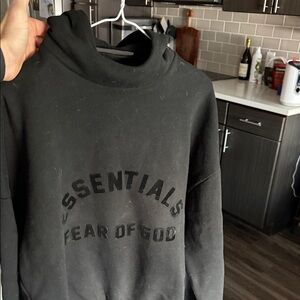 Essentials Black Turtleneck Hoodie